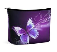 TKJMCSW Lovely Purple Butterfly Cosmetic Bags for Women Men Waterproof Travel Toiletry Bag Large Capacity Makeup Bags PU Leather Cute Makeup Pouch Protable Travel Bag for Toiletries, white, One Size