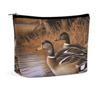 TKJMCSW Mallard Ducks Cosmetic Bags for Women Men Waterproof Travel Toiletry Bag Large Capacity Makeup Bags PU Leather Cute Makeup Pouch Protable Travel Bag for Toiletries, white, One Size