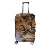 TKJMCSW Mallard Ducks Luggage Cover Tsa Approved Suitcase Covers for Luggage Elastic Washable Suit Case Covers Anti-Scratch Travel Luggages Sleeve Suitcase Protector Fits 19-30 Inch Case(), White, M