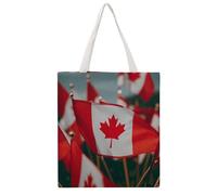 TKJMCSW Many Small Canadian Flags Canvas Tote Bag for Women with Handles Reusable Grocery Cloth Bag Foldable Tote Purse Travel Casual Everyday Shoulder Bags Shopping Handbag for Teacher Nurse Gift