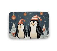 TKJMCSW Merry Christmas Penguins Bath Mat Non Slip Bathmat Absorbent Bath Rug Shower Rug 15.7"x23.6" Small Coral Velvet Mats Soft Shower Mat for Door Entrance Tub Side Sink Front Vanity