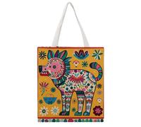 TKJMCSW Mexican Otomi Animal Canvas Tote Bag for Women with Handles Reusable Grocery Cloth Bag Foldable Tote Purse Travel Casual Everyday Shoulder Bags Shopping Handbag for Teacher Nurse Gift