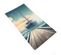 TKJMCSW Microfiber Boat Seascape Theme Bath Towel 29x14 Super Absorbent & Quick Dry Travel Hand Towel for Bathroom Lightweight Thin Face Towels for Swim Gym Spa Yoga Vacation Essentials