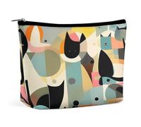 TKJMCSW Mid Century Modern Art Cat Cosmetic Bags for Women Men Waterproof Travel Toiletry Bag Large Capacity Makeup Bags PU Leather Cute Makeup Pouch Protable Travel Bag for Toiletries, white, One