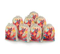 TKJMCSW Mid Century Modern Art Cat Drawstring Gift Bags 8PCS Muslin Bags Drawstring Bags Small Drawstring Bags Gift Bags with Drawstring Gift Wrap Bags Drawstring Drawstring Pouch
