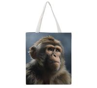 TKJMCSW Monkey Canvas Tote Bag for Women with Handles Reusable Grocery Cloth Bag Foldable Tote Purse Travel Casual Everyday Shoulder Bags Shopping Handbag for Teacher Nurse Gift