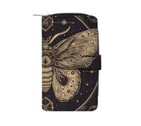 TKJMCSW Moth Leather Wallets for Women with 12 Card Slots Zip Credit Card Holder Long Clutch with Coin Purse Id Window Travel Cash Wallet