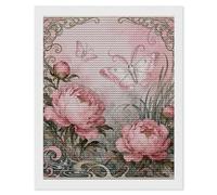 TKJMCSW Moth Peony Cluster 5D Diamond Painting Kits for Adults Beginner DIY Round Full Drill Diamond Dots Paintings Paint with Diamonds Crafts Kits Gem Art for Home Wall Decor Gift 16"x20"