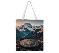 TKJMCSW Mountain Compass Canvas Tote Bag for Women with Handles Reusable Grocery Cloth Bag Foldable Tote Purse Travel Casual Everyday Shoulder Bags Shopping Handbag for Teacher Nurse Gift