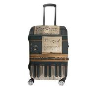 TKJMCSW Music Note Piano Luggage Cover Tsa Approved Suitcase Covers for Luggage Elastic Washable Suit Case Covers Anti-Scratch Travel Luggages Sleeve Suitcase Protector Fits 19-30 Inch Case(), white