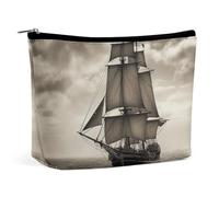 TKJMCSW Nautical Sailing Pirate Theme Cosmetic Bags for Women Men Waterproof Travel Toiletry Bag Large Capacity Makeup Bags PU Leather Cute Makeup Pouch Protable Travel Bag for Toiletries, white, One