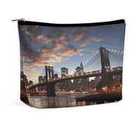 TKJMCSW New York Bridge Cosmetic Bags for Women Men Waterproof Travel Toiletry Bag Large Capacity Makeup Bags PU Leather Cute Makeup Pouch Protable Travel Bag for Toiletries, white, One Size