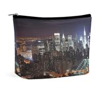 TKJMCSW New York Night Cosmetic Bags for Women Men Waterproof Travel Toiletry Bag Large Capacity Makeup Bags PU Leather Cute Makeup Pouch Protable Travel Bag for Toiletries, white, One Size