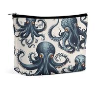 TKJMCSW Octopus Pattern Cosmetic Bags for Women Men Waterproof Travel Toiletry Bag Large Capacity Makeup Bags PU Leather Cute Makeup Pouch Protable Travel Bag for Toiletries