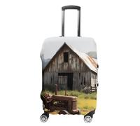 TKJMCSW Old Wooden Barn Tractor Luggage Cover Tsa Approved Suitcase Covers for Luggage Elastic Washable Suit Case Covers Anti-Scratch Travel Luggages Sleeve Suitcase Protector Fits 19-30 Inch Case