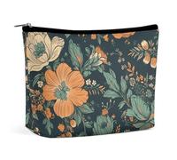 TKJMCSW Orange And Green Flowers Cosmetic Bags for Women Men Waterproof Travel Toiletry Bag Large Capacity Makeup Bags PU Leather Cute Makeup Pouch Protable Travel Bag for Toiletries, white, One Size