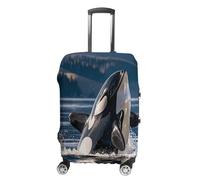 TKJMCSW Orca Killer Whale Luggage Cover Tsa Approved Suitcase Covers for Luggage Elastic Washable Suit Case Covers Anti-Scratch Travel Luggages Sleeve Suitcase Protector Fits 19-30 Inch Case(), white