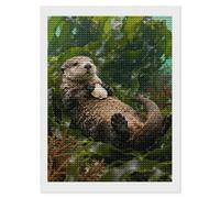 TKJMCSW Otter in Kelp Bed 5D Diamond Painting Kits for Adults Beginner DIY Round Full Drill Diamond Dots Paintings Paint with Diamonds Crafts Kits Gem Art for Home Wall Decor Gift 12"x16"