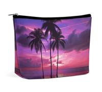 TKJMCSW Palm Tree Purple Sunset Cosmetic Bags for Women Men Waterproof Travel Toiletry Bag Large Capacity Makeup Bags PU Leather Cute Makeup Pouch Protable Travel Bag for Toiletries, white, One Size