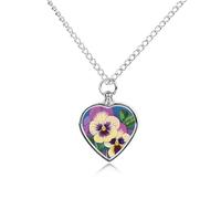 TKJMCSW Pansy Perfection Print Pet Ashes Necklace with Filling Kits 27.6" Cable Chain Memorial Cremation Urn Necklace Jewelry Souvenir Keepsake for Human Ashes Dogs Cats Sympathy Gift for Women Men