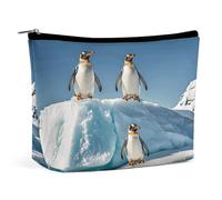 TKJMCSW Penguins On The Iceberg Cosmetic Bags for Women Men Waterproof Travel Toiletry Bag Large Capacity Makeup Bags PU Leather Cute Makeup Pouch Protable Travel Bag for Toiletries