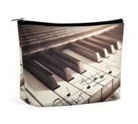TKJMCSW Piano Keys With Musical Notes Cosmetic Bags for Women Men Waterproof Travel Toiletry Bag Large Capacity Makeup Bags PU Leather Cute Makeup Pouch Protable Travel Bag for Toiletries, white, One