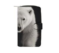TKJMCSW Polar Bear Leather Wallets for Women with 12 Card Slots Zip Credit Card Holder Long Clutch with Coin Purse Id Window Travel Cash Wallet
