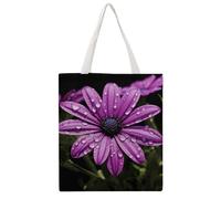 TKJMCSW Purple Daisy Canvas Tote Bag for Women with Handles Reusable Grocery Cloth Bag Foldable Tote Purse Travel Casual Everyday Shoulder Bags Shopping Handbag for Teacher Nurse Gift