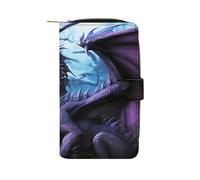 TKJMCSW Purple Dragon Moon Leather Wallets for Women with 12 Card Slots Zip Credit Card Holder Long Clutch with Coin Purse Id Window Travel Cash Wallet