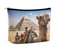 TKJMCSW Pyramid Camel Cosmetic Bags for Women Men Waterproof Travel Toiletry Bag Large Capacity Makeup Bags PU Leather Cute Makeup Pouch Protable Travel Bag for Toiletries, white, One Size