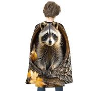TKJMCSW Raccoon in The Fall Tree Hole Renaissance Cape Reversible Halloween Cloak for Cosplay Party Medieval Costume Masquerade Outfit