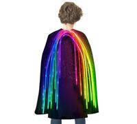 TKJMCSW Rainbow Neon Renaissance Cape Reversible Halloween Cloak for Cosplay Party Medieval Costume Masquerade Outfit