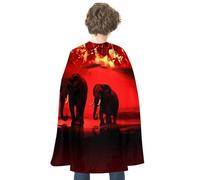TKJMCSW Red Full Moon Elephants Renaissance Cape Reversible Halloween Cloak for Cosplay Party Medieval Costume Masquerade Outfit