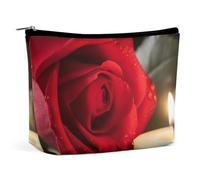 TKJMCSW Red Rose with Candlev Makeup Bag for Women Large Capacity Toiletry Bag Portable Make Up Organizer Cosmetics Bag Travel Bag for Cosmetic Storage Bag for Travel Work, style, One Size