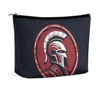 TKJMCSW Red Spartan Helmet Cosmetic Bags for Women Men Waterproof Travel Toiletry Bag Large Capacity Makeup Bags PU Leather Cute Makeup Pouch Protable Travel Bag for Toiletries, white, One Size