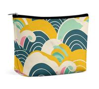 TKJMCSW Retro Japanese Pattern Cosmetic Bags for Women Men Waterproof Travel Toiletry Bag Large Capacity Makeup Bags PU Leather Cute Makeup Pouch Protable Travel Bag for Toiletries
