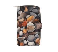 TKJMCSW Rocks And Pebbles Leather Wallets for Women with 12 Card Slots Zip Credit Card Holder Long Clutch with Coin Purse Id Window Travel Cash Wallet