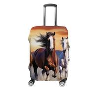 TKJMCSW Running Horses Luggage Cover Tsa Approved Suitcase Covers for Luggage Elastic Washable Suit Case Covers Anti-Scratch Travel Luggages Sleeve Suitcase Protector Fits 19-30 Inch Case(), White, S