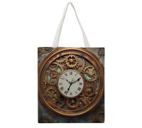 TKJMCSW Rusty Steampunk Clock Canvas Tote Bag for Women with Handles Reusable Grocery Cloth Bag Foldable Tote Purse Travel Casual Everyday Shoulder Bags Shopping Handbag for Teacher Nurse Gift