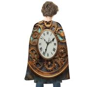 TKJMCSW Rusty Steampunk Clock Renaissance Cape Reversible Halloween Cloak for Cosplay Party Medieval Costume Masquerade Outfit