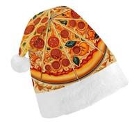 TKJMCSW Santa Hat A Full Pizza Christmas Hats Cap Double Comfort Santa Claus Hats Xmas Holiday Hat New Year Festive Party Supplies