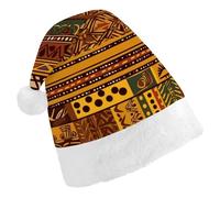 TKJMCSW Santa Hat African National Patterns Christmas Hats Cap Double Comfort Santa Claus Hats Xmas Holiday Hat New Year Festive Party Supplies