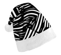 TKJMCSW Santa Hat Black White Lines Christmas Hats Cap Double Comfort Santa Claus Hats Xmas Holiday Hat New Year Festive Party Supplies