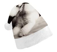 TKJMCSW Santa Hat French Poodle Christmas Hats Cap Double Comfort Santa Claus Hats Xmas Holiday Hat New Year Festive Party Supplies