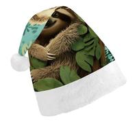 TKJMCSW Santa Hat Hug Tree Sloth Christmas Hats Cap Double Comfort Santa Claus Hats Xmas Holiday Hat New Year Festive Party Supplies
