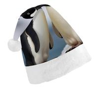 TKJMCSW Santa Hat I Love Penguins Christmas Hats Cap Double Comfort Santa Claus Hats Xmas Holiday Hat New Year Festive Party Supplies