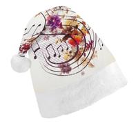 TKJMCSW Santa Hat Musical Note Floral Christmas Hats Cap Double Comfort Santa Claus Hats Xmas Holiday Hat New Year Festive Party Supplies