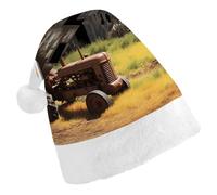 TKJMCSW Santa Hat Old Wooden Barn Tractor Christmas Hats Cap Double Comfort Santa Claus Hats Xmas Holiday Hat New Year Festive Party Supplies