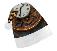 TKJMCSW Santa Hat Rusty Steampunk Clock Christmas Hats Cap Double Comfort Santa Claus Hats Xmas Holiday Hat New Year Festive Party Supplies