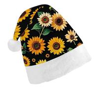 TKJMCSW Santa Hat Sunflower Floral Christmas Hats Cap Double Comfort Santa Claus Hats Xmas Holiday Hat New Year Festive Party Supplies